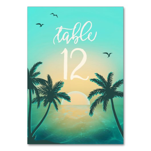 Blauwgroen ID581 van Tropical Isle Sunrise Wedding Kaart (Voorkant)