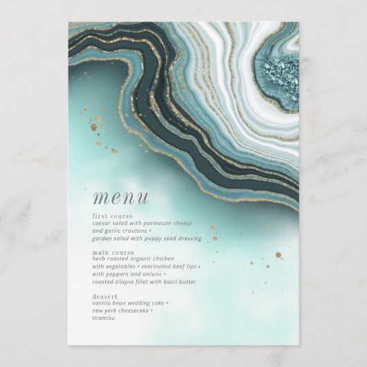 Blauwgroen ID825-menu Krystal Agate Wedding Menu (Voorkant)