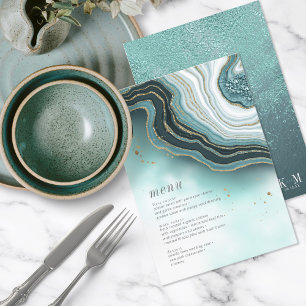 Blauwgroen ID825-menu Krystal Agate Wedding Menu