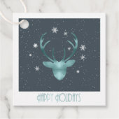 Blauwgroen ID861 van de kerstman van Deer Antlers Bedankjes Labels (Voorkant)