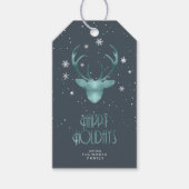 Blauwgroen ID861 van Deer Antlers & SneeuwKerstmis Cadeaulabel (Voorkant)