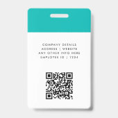 Blauwgroen ID-Kaart | Moderne bedrijfsnaam Logo QR Badge (Back)