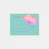Blauwgroen Ik bevestig roze florale waterverf  Post-it® Notes (Voorkant)