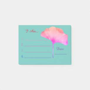 Blauwgroen Ik bevestig roze florale waterverf Post-it® Notes