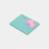 Blauwgroen Ik bevestig roze florale waterverf  Post-it® Notes (Schuin)