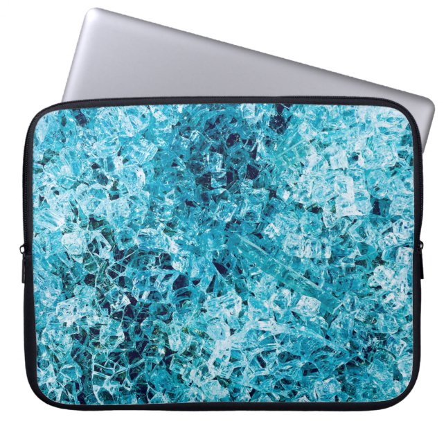 Blauwgroen illustratie laptop sleeve (Voorkant)