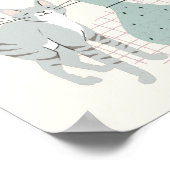 Blauwgroen illustratie van stijlvolle grijze munt poster (Hoek)