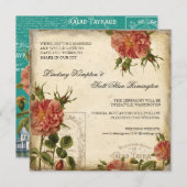 Blauwgroen in Cream  Eiffeltoren Sparen de Datum Kaart (Voorkant / Achterkant)