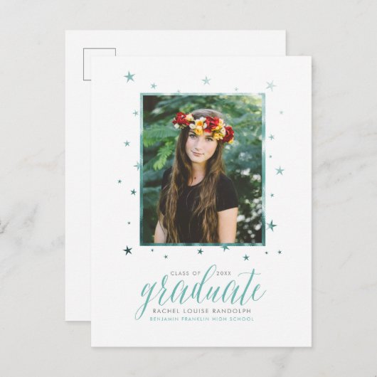 Blauwgroen in het Briefkaart van het Afstuderen va (Voorkant / Achterkant)