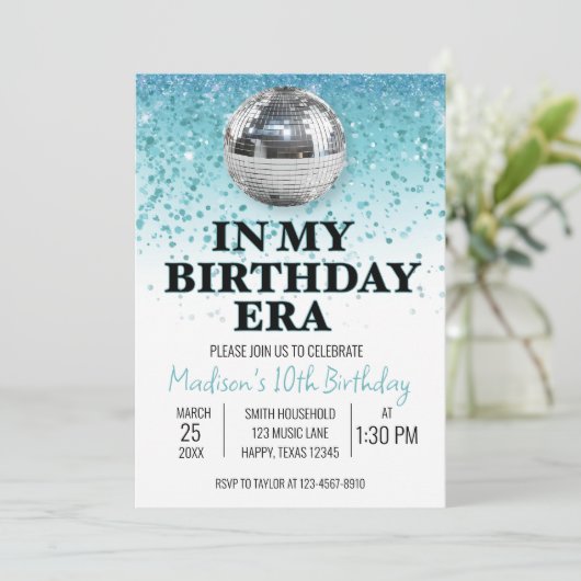 Blauwgroen in mijn verjaardagsmuziek kaart (Staand voorkant)