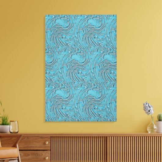 Blauwgroen in reliëf canvas afdruk (Insitu (Woonkamer))