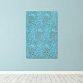 Blauwgroen in reliëf canvas afdruk (Insitu (Houten vloer))