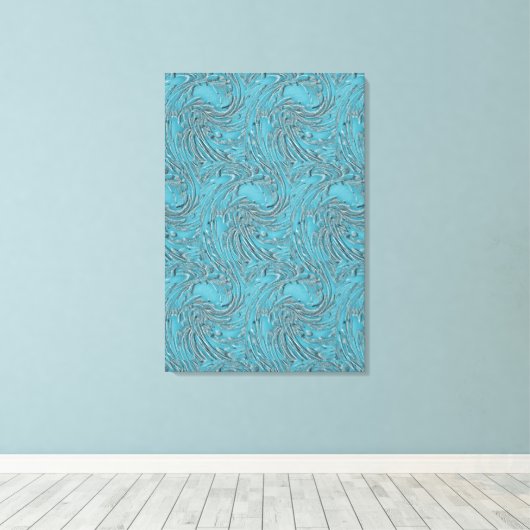 Blauwgroen in reliëf canvas afdruk (Insitu (Houten vloer))