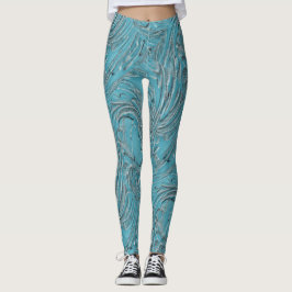 Blauwgroen in reliëf leggings