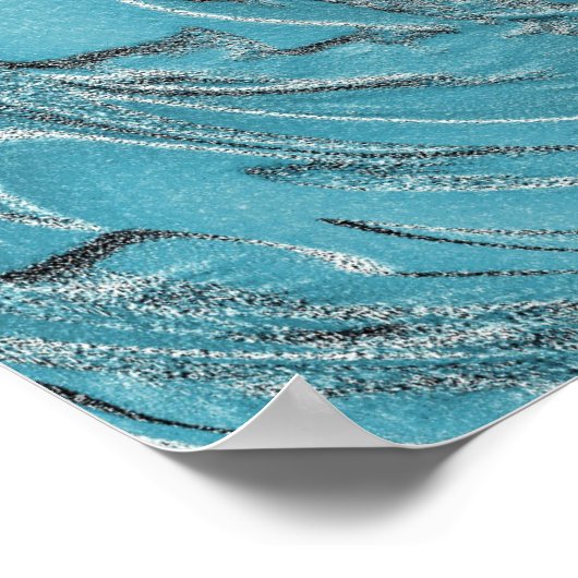 Blauwgroen in reliëf poster (Hoek)