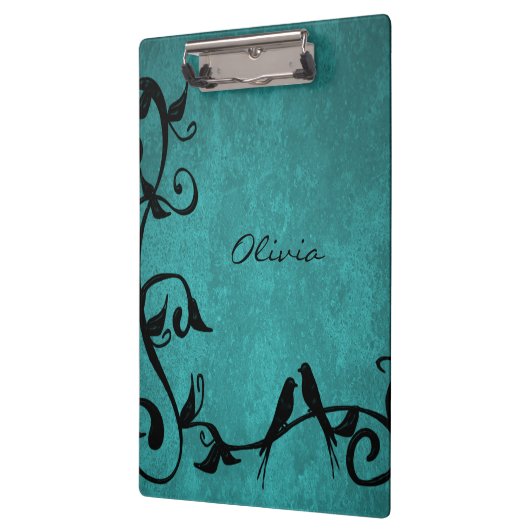 Blauwgroen individueel klembord Lovevogels (Links)