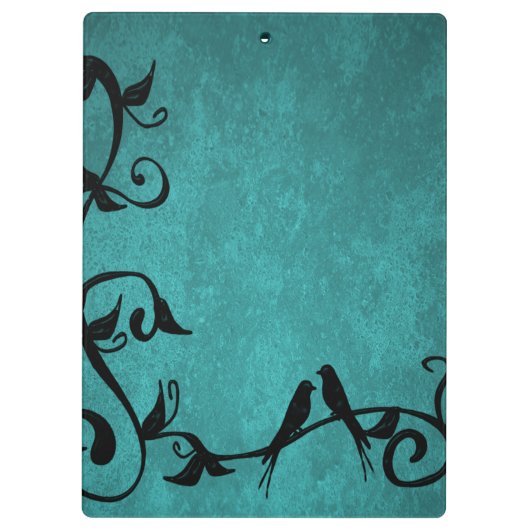 Blauwgroen individueel klembord Lovevogels (Achterkant)