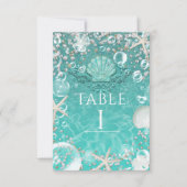 Blauwgroen ingeruild Zee Starfish & bubles tabelnu Kaart (Voorkant)