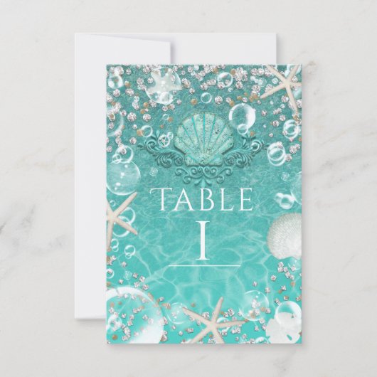 Blauwgroen ingeruild Zee Starfish & bubles tabelnu Kaart (Voorkant)