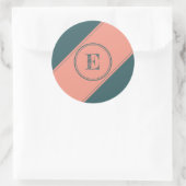 Blauwgroen Initiaal met dubbelcirkelrechthoek Ronde Sticker (Tas)