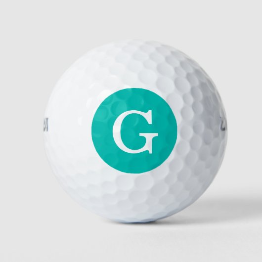 Blauwgroen Initiaal monogram Golfballen (Voorkant)