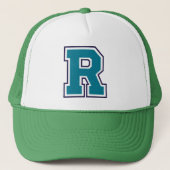 Blauwgroen Initiaal "R" Trucker Pet (Voorkant)