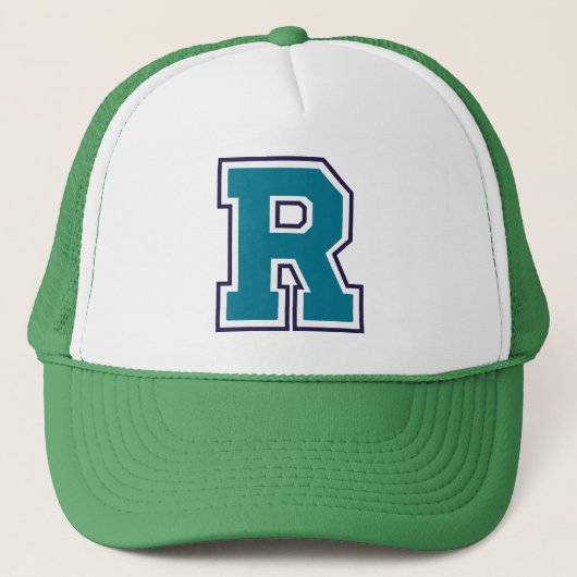 Blauwgroen Initiaal "R" Trucker Pet (Voorkant)