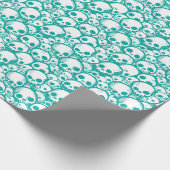 Blauwgroen inpakpapier voor schedelpatronen (Hoek)