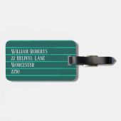 Blauwgroen instripes bagagelabel (Achterkant horizontaal)