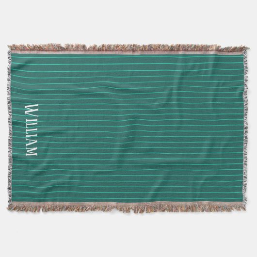 Blauwgroen instripes deken (Voorkant)