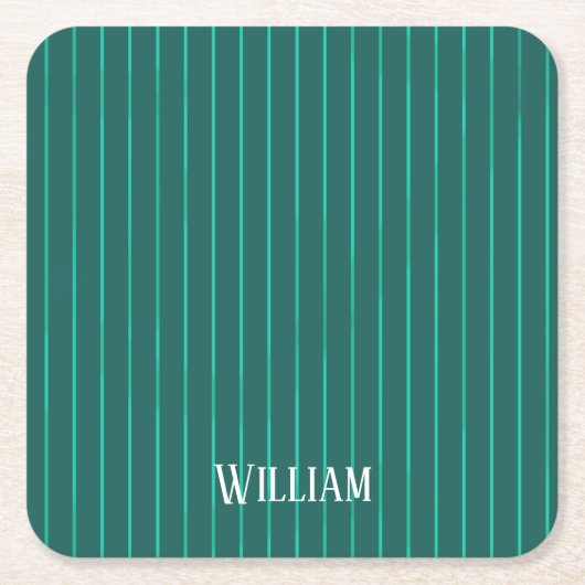 Blauwgroen instripes kartonnen onderzetters (Voorkant)