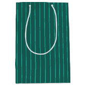 Blauwgroen instripes medium cadeauzakje (Voorkant)