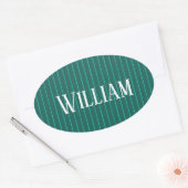 Blauwgroen instripes ovale sticker (Envelop)