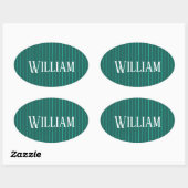 Blauwgroen instripes ovale sticker (Vel)