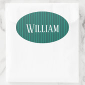 Blauwgroen instripes ovale sticker (Tas)