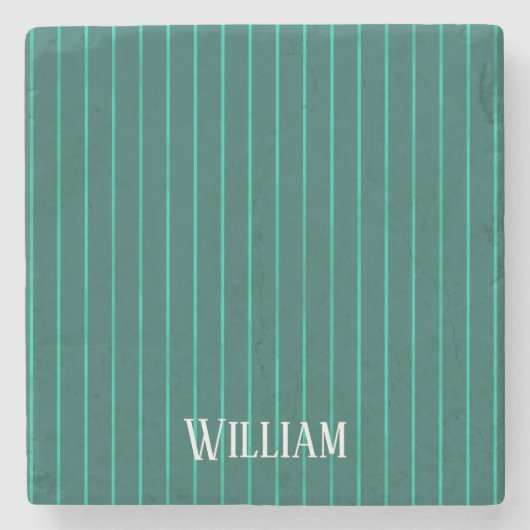Blauwgroen instripes stenen onderzetter (Voorkant)