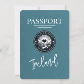 Blauwgroen Ireland Passport Wedding Invitation Kaart (Achterkant)