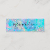 Blauwgroen Iridescent Holographic Glitter Mini Visitekaartje (Voorkant)