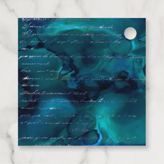 Blauwgroen Iridescent Mermaid Letters Birthday Par Bedankjes Labels (Achterkant)