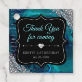 Blauwgroen Iridescent Mermaid Letters Birthday Par Bedankjes Labels (Voorkant)