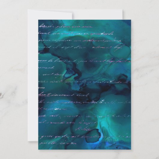 Blauwgroen Iridescent Mermaid Letters Quinceanera Bedankkaart (Achterkant)