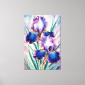 *~* Blauwgroen Iris Bloem Artsy Iris Schilderen AP Canvas Afdruk (Voorkant)