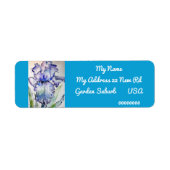 Blauwgroen Iris Waterverf Return Address Labels (Voorkant)