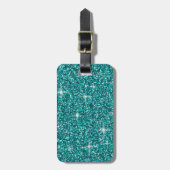 Blauwgroen ironische glitter bagagelabel (Voorkant verticaal)