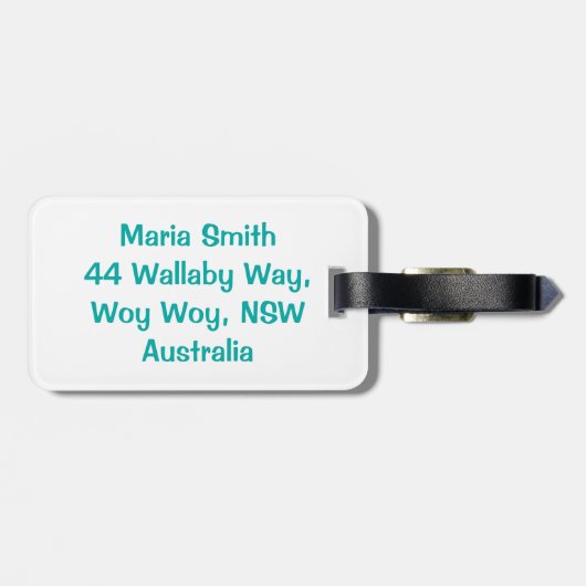 Blauwgroen ironische glitter bagagelabel (Achterkant horizontaal)