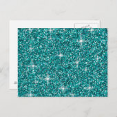 Blauwgroen ironische glitter briefkaart (Voorkant / Achterkant)