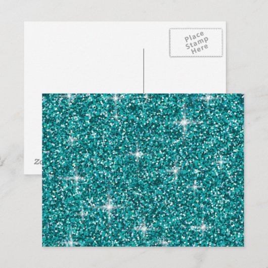 Blauwgroen ironische glitter briefkaart (Voorkant / Achterkant)