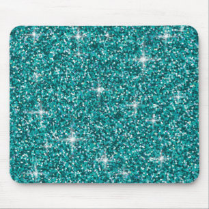 Blauwgroen ironische glitter muismat
