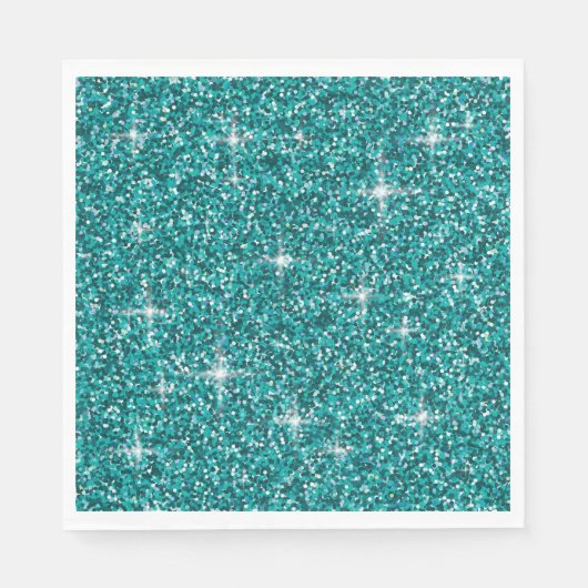 Blauwgroen ironische glitter servet (Voorkant)