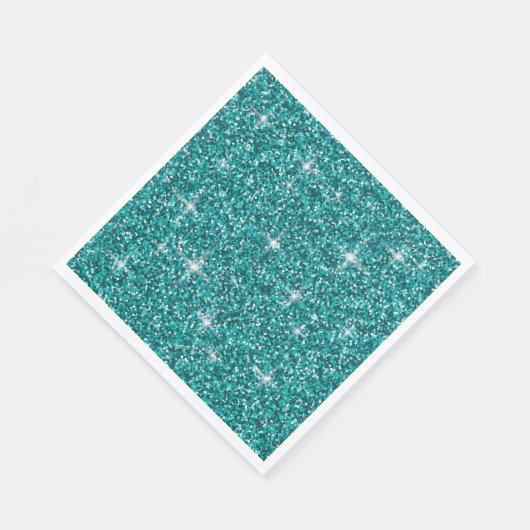 Blauwgroen ironische glitter servet (Hoek)